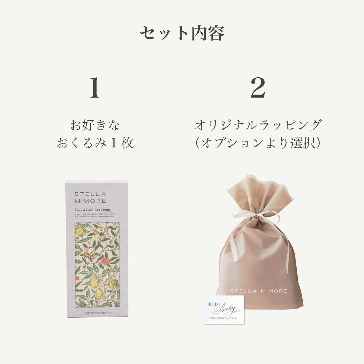 出産祝いギフトセット｜柄が選べる おくるみ1枚ギフト - Stella Mimore