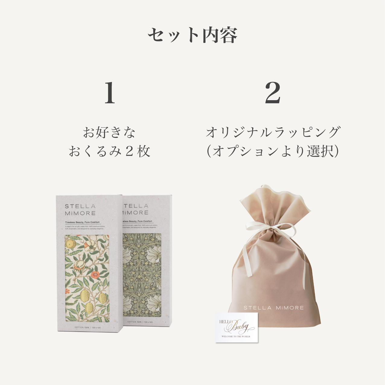 出産祝いギフトセット｜柄が選べる おくるみ2枚ギフト - Stella Mimore