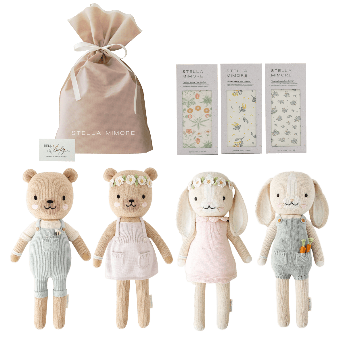 出産祝いギフトセット｜選べる おくるみ+ぬいぐるみ【cuddle + kind シグネチャーコレクション】 - Stella Mimore