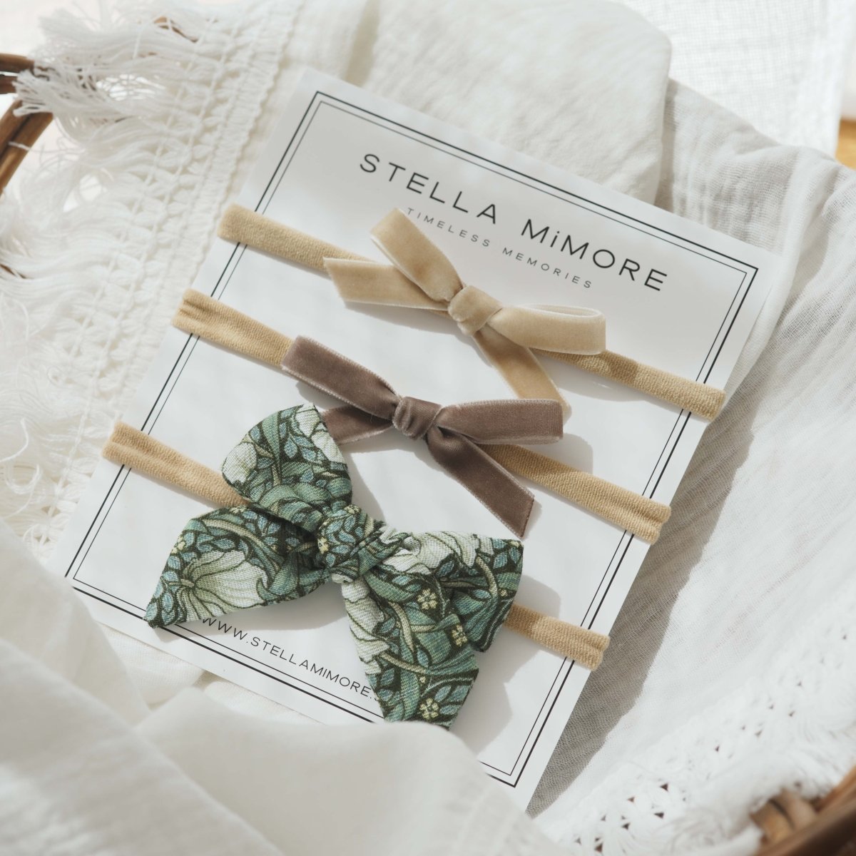 【近日販売開始】ベビーヘアバンド リボンアソート / ウィリアム・モリス ピンパーネル - Stella Mimore