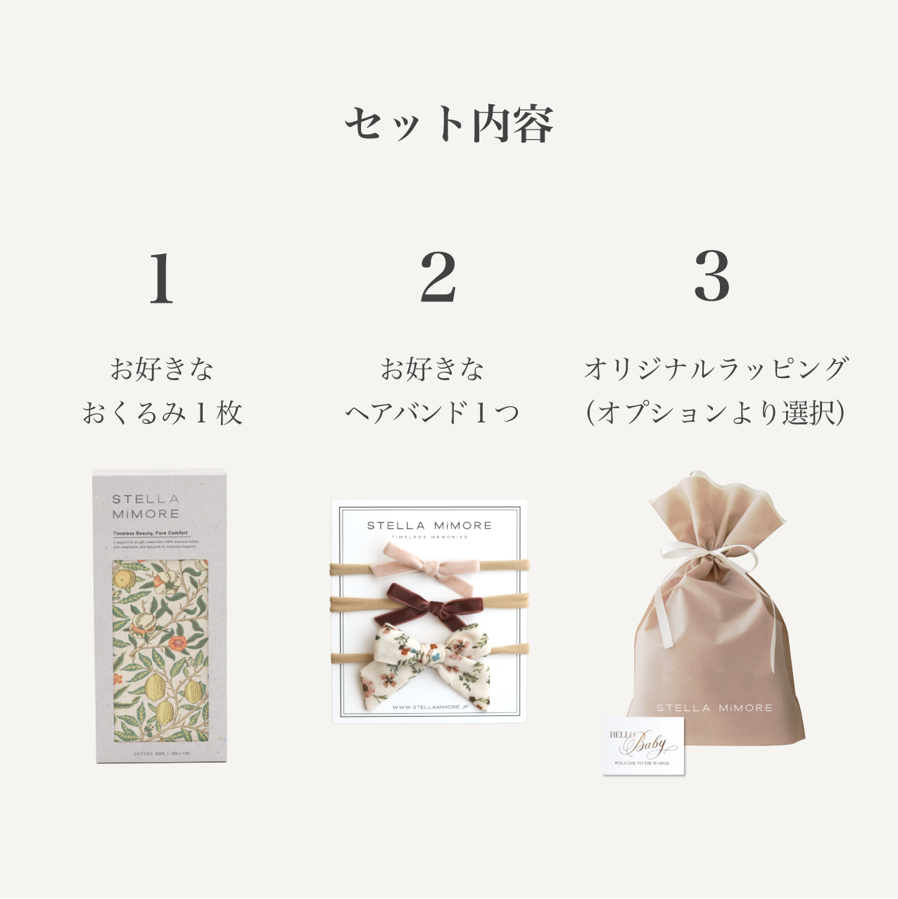 出産祝いギフトセット｜柄が選べる おくるみ+リボンセット - Stella Mimore